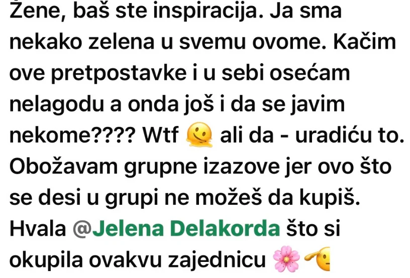Screenshot poruke iz grupe
