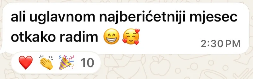 Screenshot poruke iz grupe